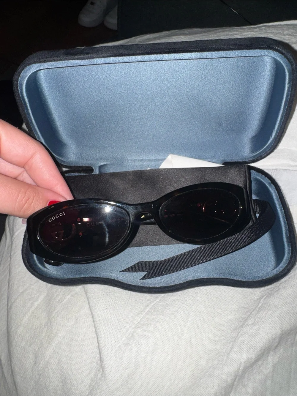 Gucci Black Oval Women's Sunglasses